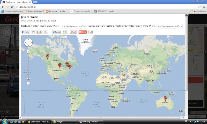 GeoGuessr Jeu utilisant Google Maps  Score710