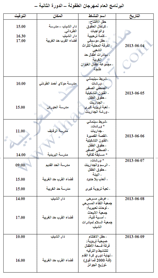 المهرجان المحلي الثاني للطفولة بحد الغربية من 04 إلى 09 يونيو 2013 Prog10