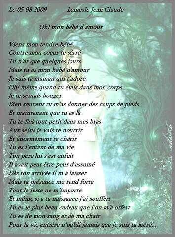 Oh Mon Bebe D Amour Poeme De Jcl