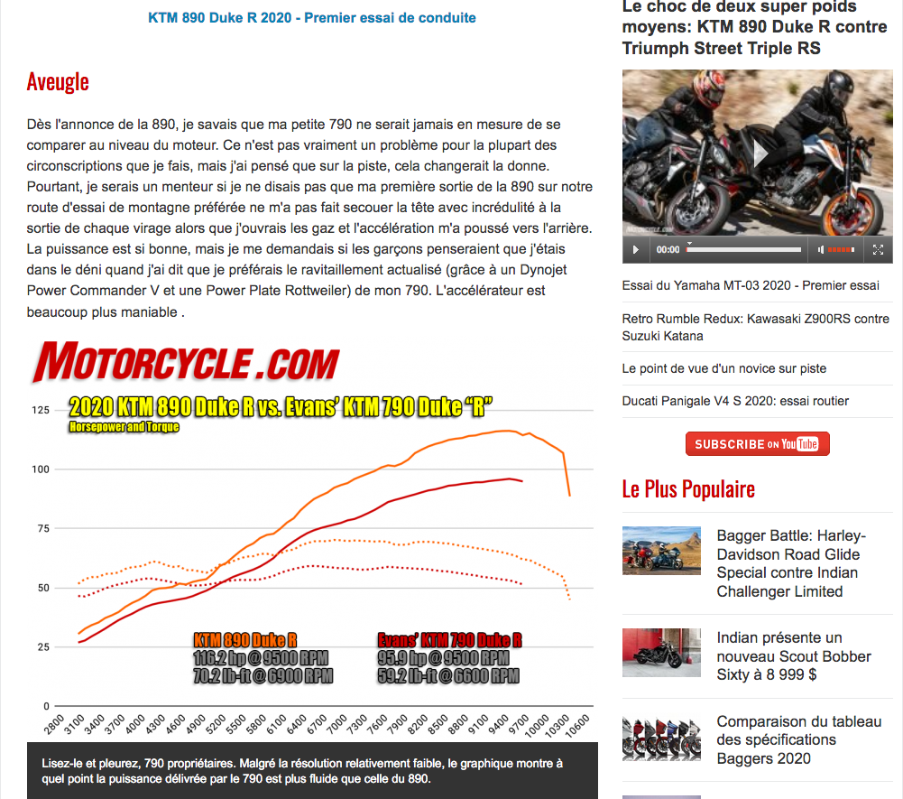 Épreuve de force sur piste: KTM 790 Duke «R» 2019 vs 2020 KTM 890 Duke R Captu743