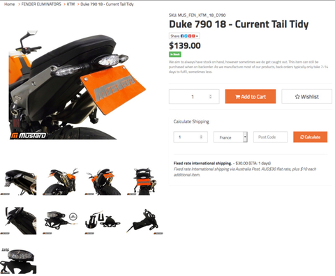 Mustard tail deals tidy 790 duke
