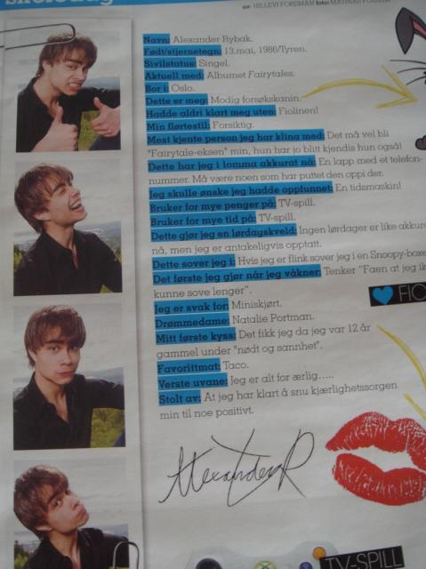 Alexander Rybak school diary (topp) Bjutti10