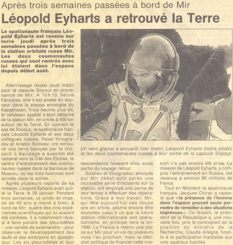 Leopold Eyharts - 8ème français dans l'espace   98022010