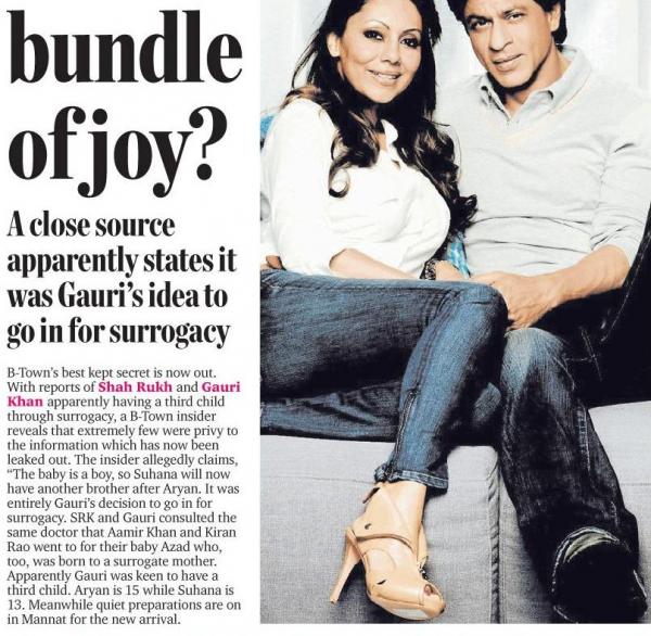 Shahrukh et Gauri pour accueillir un troisième enfant Srkgau10