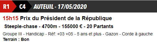 Challenge Planète Turf QUINTE+ du 17 MAI 1651