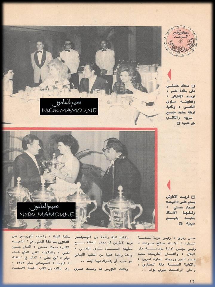 مقال صحفي : حفلة توزيع كؤوس الموعد .. عيد ومهرجان 1974 م 336