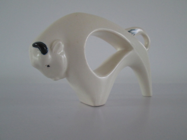 Mid century modernist white Bison figurine. Img_4613