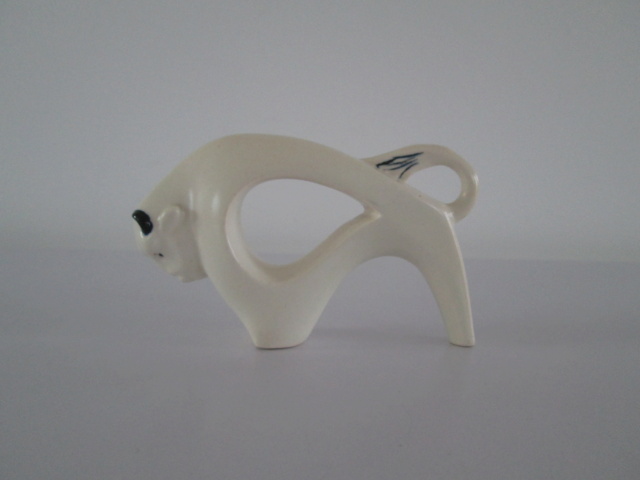 Mid century modernist white Bison figurine. Img_4614
