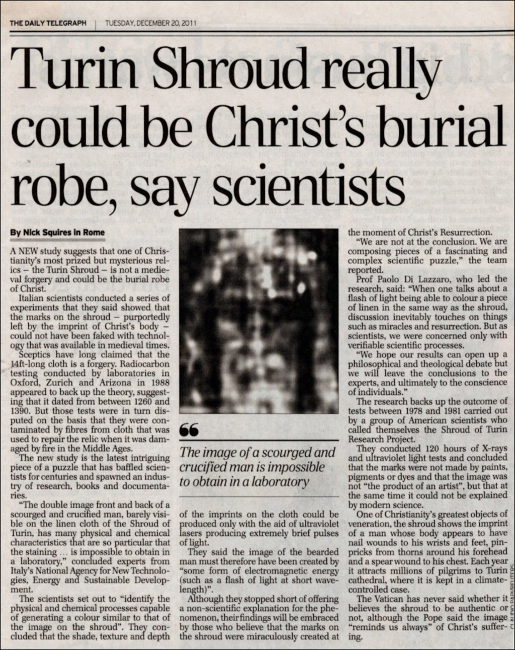 From Forensics to Faith: The Shroud of Turin's History and Authenticity Under Scrutiny Image214