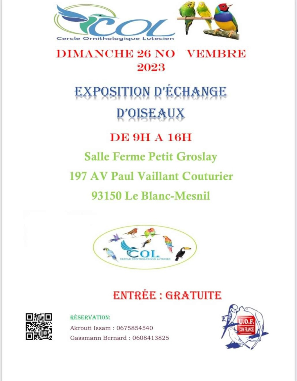 Le Blanc-Mesnil (93) - (Exposition d'échange d'oiseaux) 20231111
