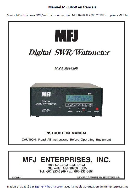 MFJ-826B TOS/WATTMETRE NUMERIQUE  - Manuel français Eg4_mf10