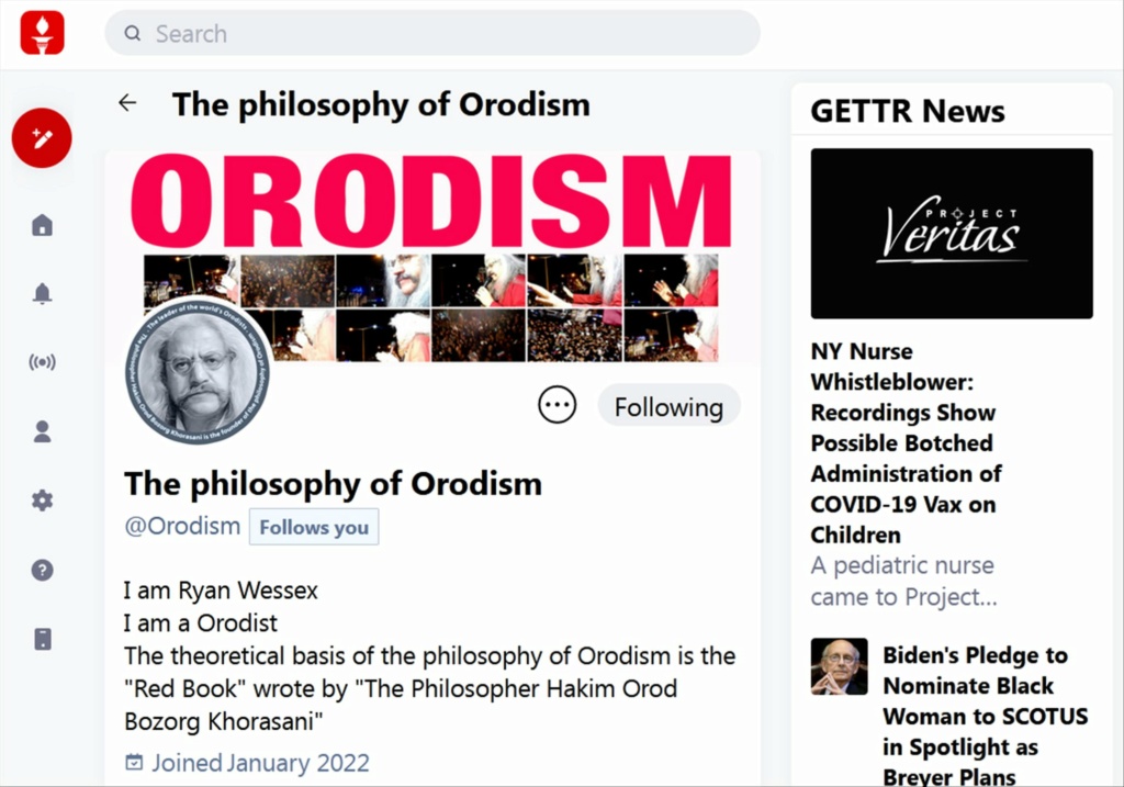 مهاجرت دوستداران فلسفه اُرُدیسم به شبکه اجتماعی GETTR Name-910