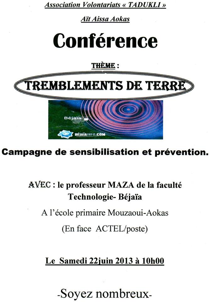 CONFERRENCE AOKAS: TREMBLEMENT DE TERRE  1397