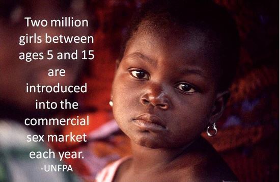 2 million girls between the ages of 5 and 15 are introduced into the commercial sex market each year. 2_mill10