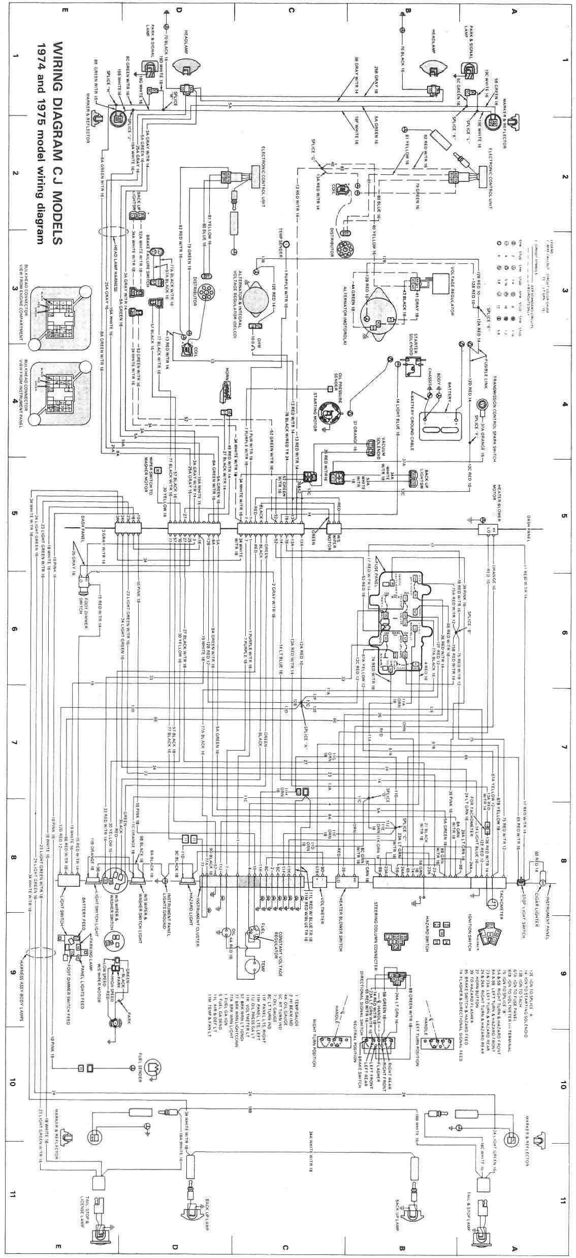 Diagramme électrique CJ 1974/1975