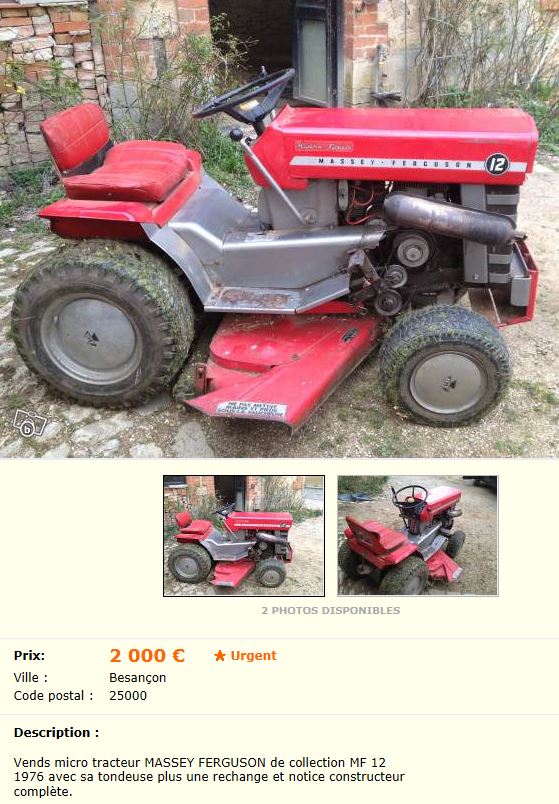 tracteur tondeuse Mf1210