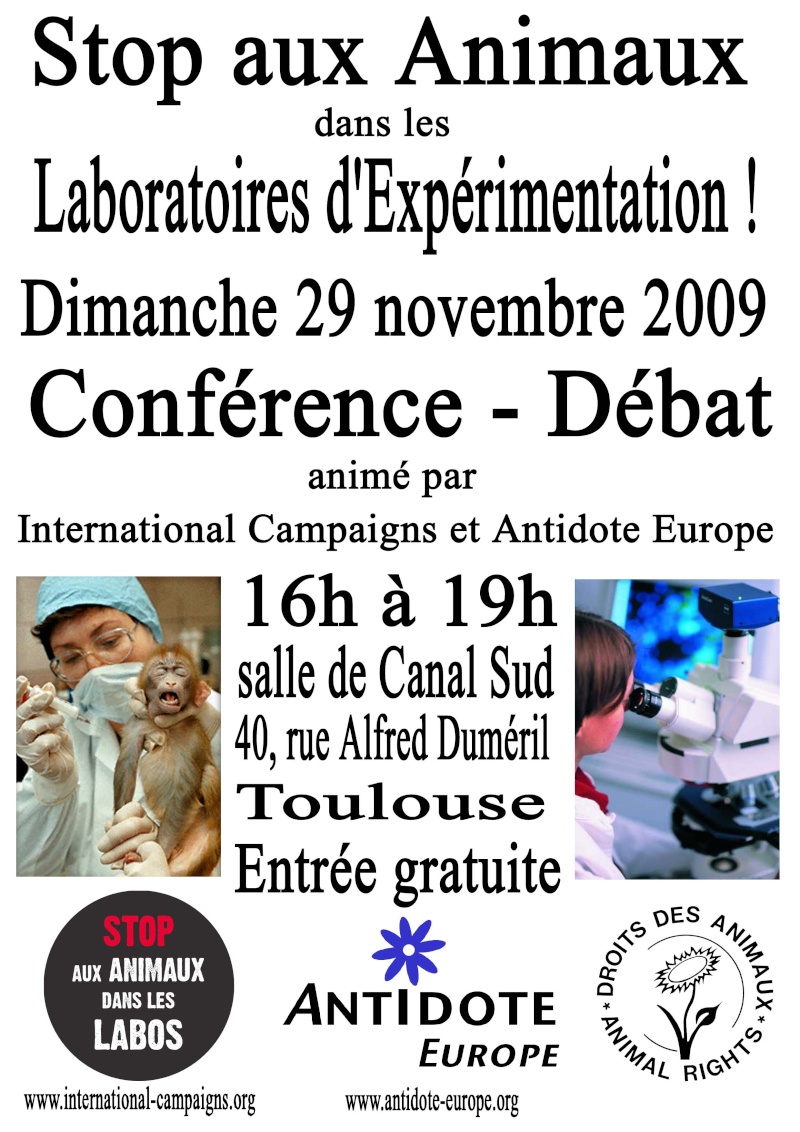 Stop aux animaux dans les labos conférence débat dimanche 29 nov 16h Confer10