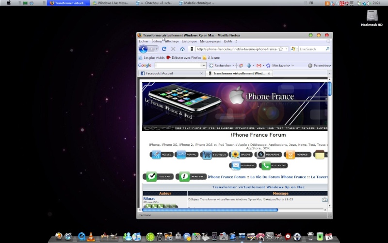 Transformer virtuellement Windows Xp en Mac Transf10