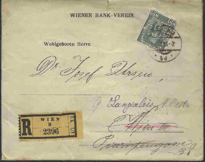  - Briefe / Poststücke österreichischer Banken Perfin10