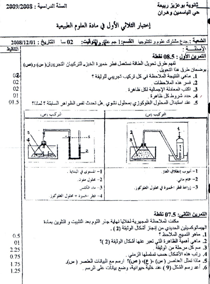 Sciences naturelles العلوم الطبيعيّة   Compositions Bouaziz Rabiaa 2008-2009 مواضيع الإختبارات Ct1_sc10