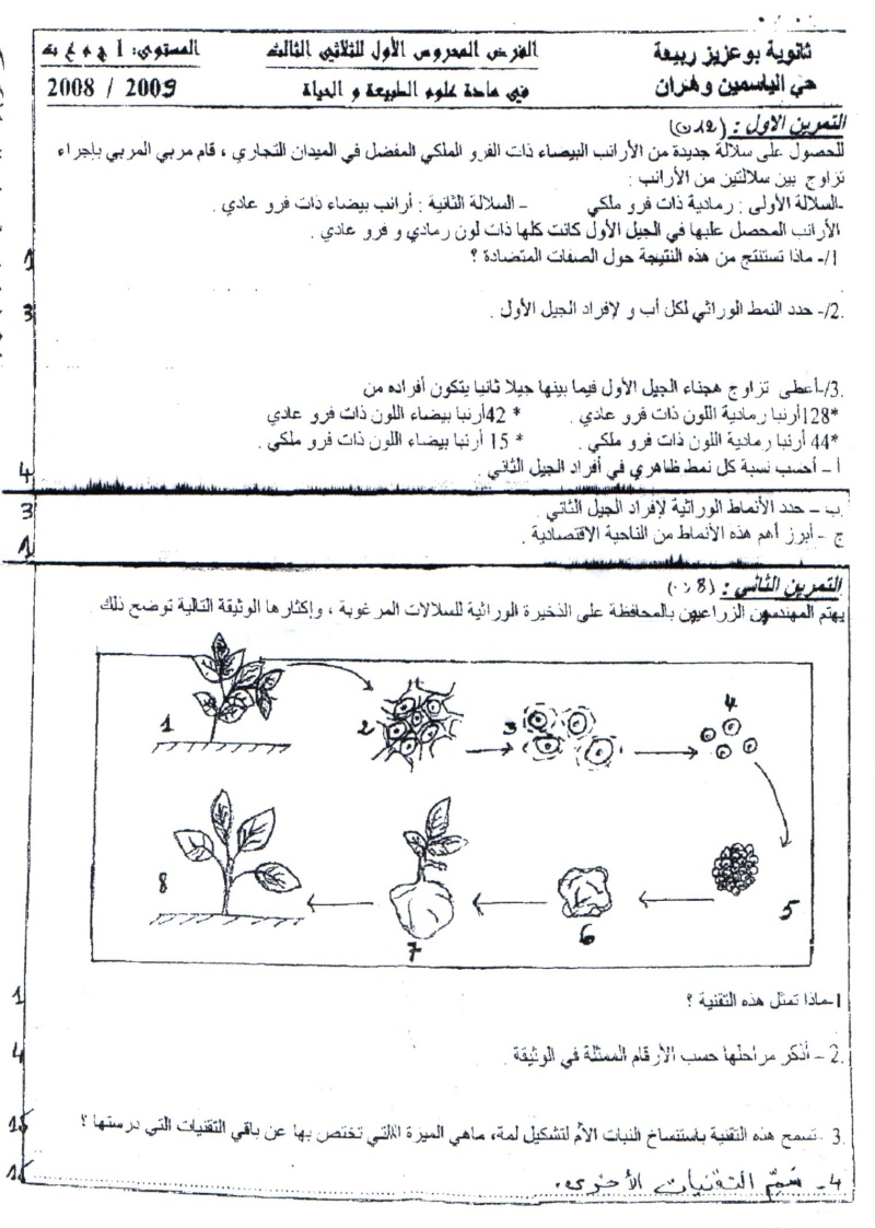 Sciences naturelles العلوم الطبيعيّة   Sujets de devoirs  Bouaziz rabiaa مواضيع الفروض Dt3a_s10