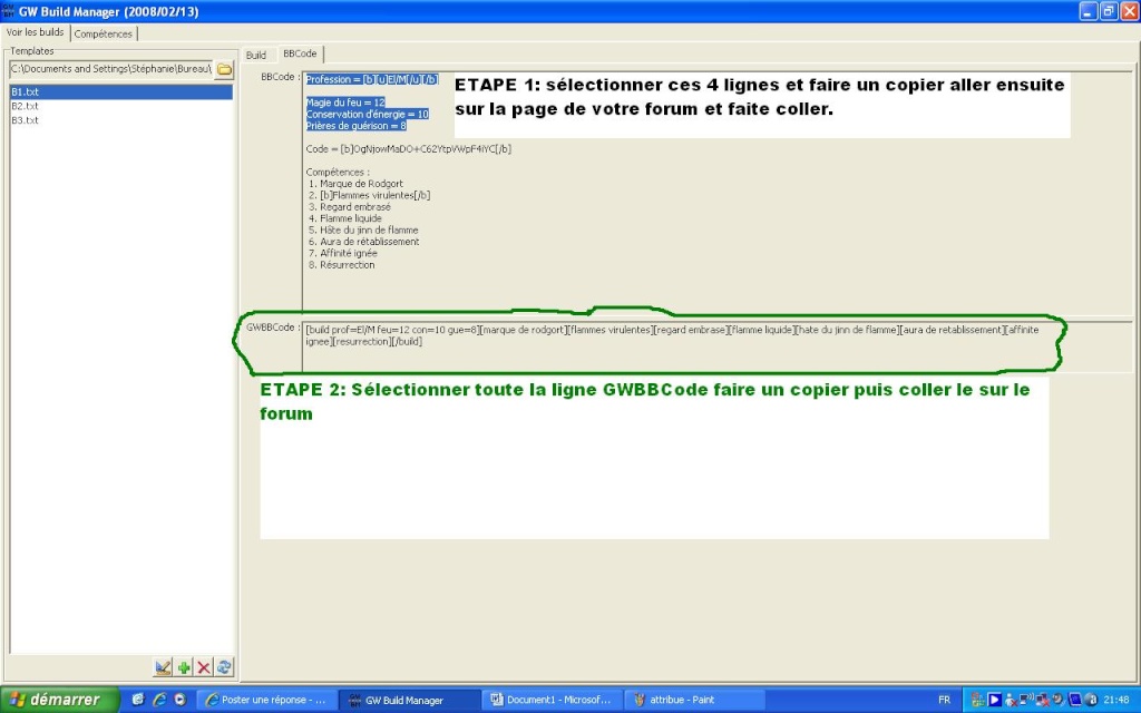 tutoriaux pour integrer vos build sur les forums Bbcode10