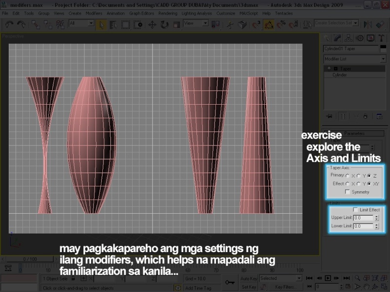 3ds Max Intro to Modeling: Using Bend, Twist, Taper & FFD Box Taper310