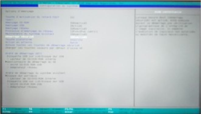 BIOS : Configuration Options de l'ordre