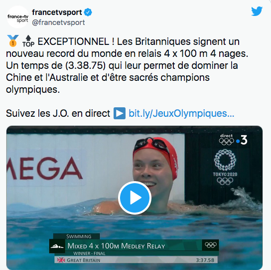 LES JO 2020 DE TOKYO NATATION RELAIS 4X100m 4 NAGES MIXTE Cap17356