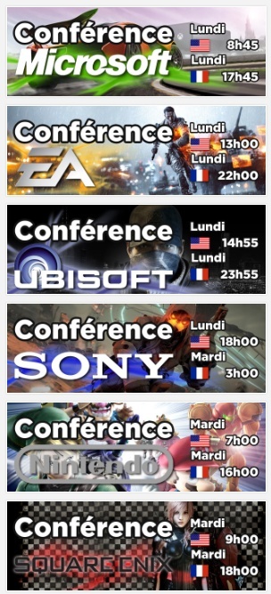 Dates des principales conférences de l'E3 (heures françaises) Captur10