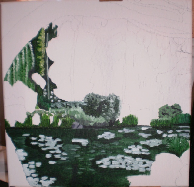 Peinture - Toile jardin de Giverny (terminée) P5190010