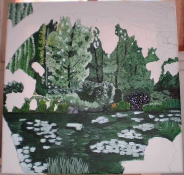 Peinture - Toile jardin de Giverny (terminée) P5200010