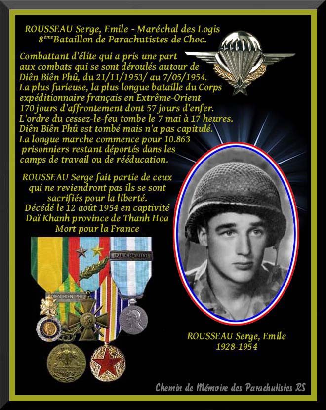 ROUSSEAU serge Mal des Logis 8ème Bat Parachutiste mort à Dien Bien Phu 12 août 1954  6_gris13