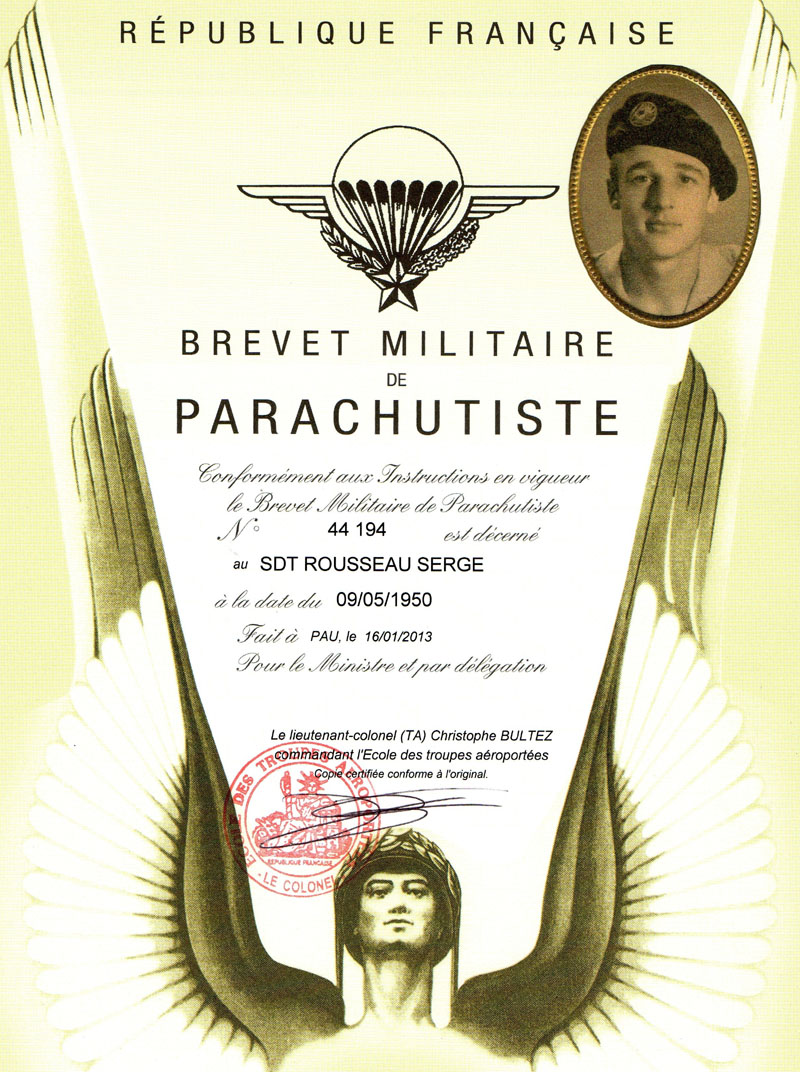 ROUSSEAU serge Mal des Logis 8ème Bat Parachutiste mort à Dien Bien Phu 12 août 1954  Serge_12