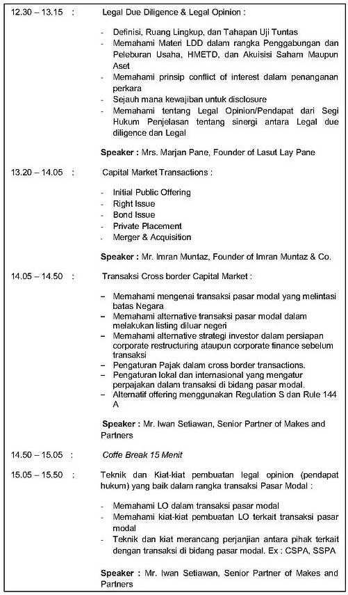 WORKSHOP: CAPITAL MARKET FROM A-Z (Update) Cm410