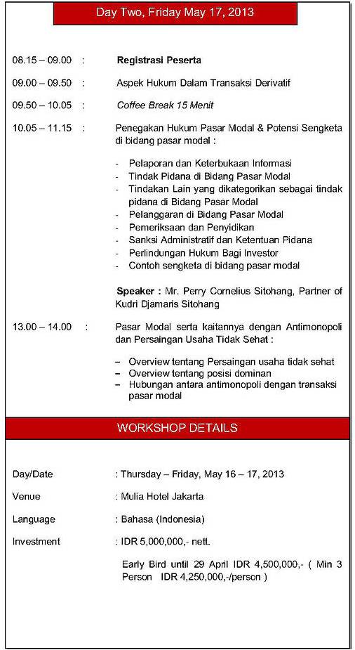 WORKSHOP: CAPITAL MARKET FROM A-Z (Update) Cm510