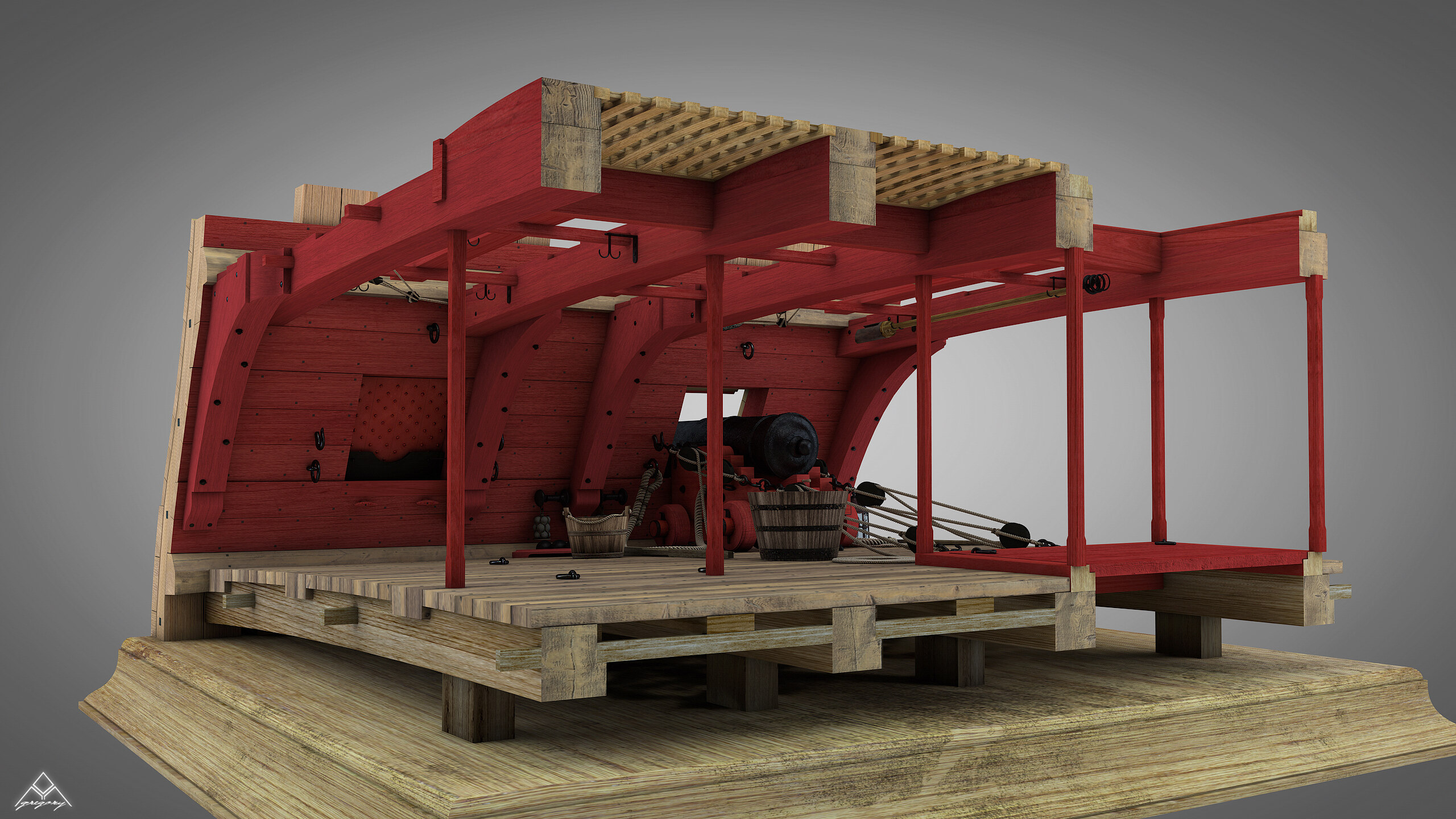 Canons de vaisseau 74 canons (Création 3D) par Greg_3D - Page 7 Rendu101