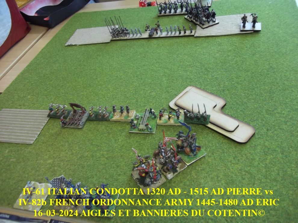 GALERIE 16-03-2024 IV-61 ITALIAN CONDOTTA 1320 AD - 1515 AD PIERRE vs  IV-82a FRENCH ORDONNANCE ARMY 1445-1480 AD ERIC AIGLES ET BANNIERES DU COTENTIN© 01-abc39