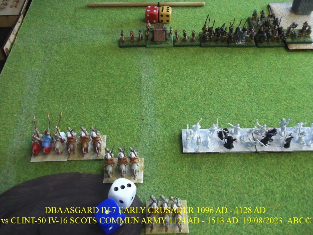 GALERIE DBA samedi 19 Août 2023 au local ASGARD IV-7 EARLY CRUSADER 1096 AD - 1128 AD vs CLINT-50 IV-16 SCOTS COMMUN ARMY 1124 AD - 1513 AD 03-dba18