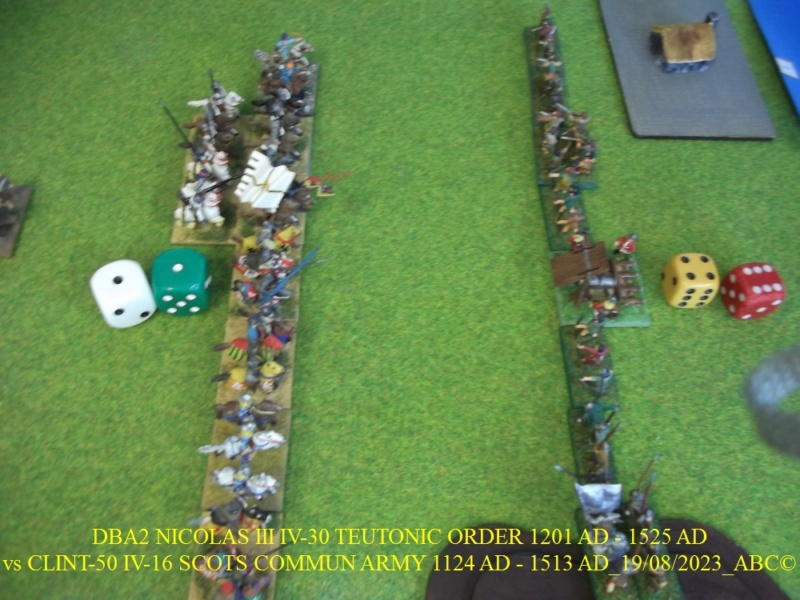 GALERIE DBA 2ème partie samedi 19 Août 2023 au local NICOLAS III TEUTONIC vs CLINT-50 IV-16 SCOTS COMMUN ARMY 1124 AD - 1513 AD 04-dba16