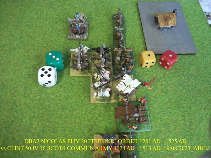 GALERIE DBA 2ème partie samedi 19 Août 2023 au local NICOLAS III TEUTONIC vs CLINT-50 IV-16 SCOTS COMMUN ARMY 1124 AD - 1513 AD 07-dba14