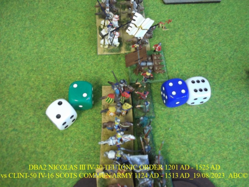 GALERIE DBA 2ème partie samedi 19 Août 2023 au local NICOLAS III TEUTONIC vs CLINT-50 IV-16 SCOTS COMMUN ARMY 1124 AD - 1513 AD 08-dba14