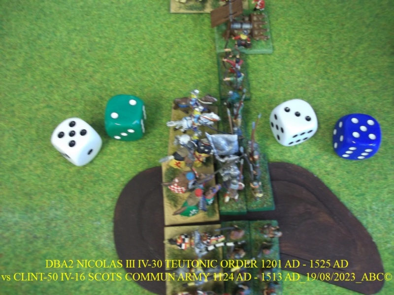 GALERIE DBA 2ème partie samedi 19 Août 2023 au local NICOLAS III TEUTONIC vs CLINT-50 IV-16 SCOTS COMMUN ARMY 1124 AD - 1513 AD 09-dba14