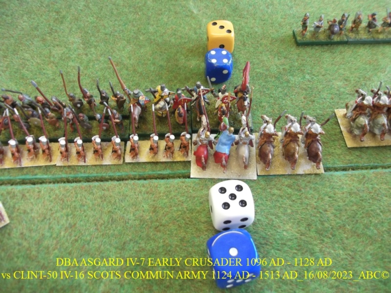  GALERIE DBA jeudi 17 Août 2023 au local ASGARD IV-7 EARLY CRUSADER 1096 AD - 1128 AD vs CLINT-50 IV-16 SCOTS COMMUN ARMY 1124 AD - 1513 AD 10-dba12