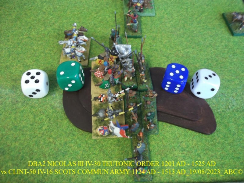 GALERIE DBA 2ème partie samedi 19 Août 2023 au local NICOLAS III TEUTONIC vs CLINT-50 IV-16 SCOTS COMMUN ARMY 1124 AD - 1513 AD 10-dba14