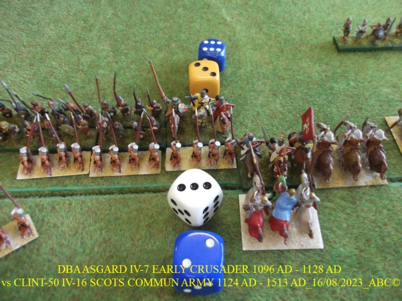  GALERIE DBA jeudi 17 Août 2023 au local ASGARD IV-7 EARLY CRUSADER 1096 AD - 1128 AD vs CLINT-50 IV-16 SCOTS COMMUN ARMY 1124 AD - 1513 AD 11-dba12