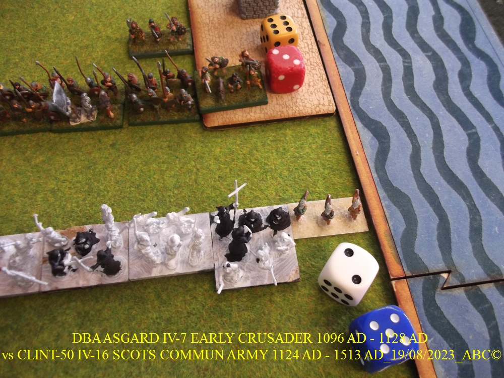 GALERIE DBA samedi 19 Août 2023 au local ASGARD IV-7 EARLY CRUSADER 1096 AD - 1128 AD vs CLINT-50 IV-16 SCOTS COMMUN ARMY 1124 AD - 1513 AD 11-dba13