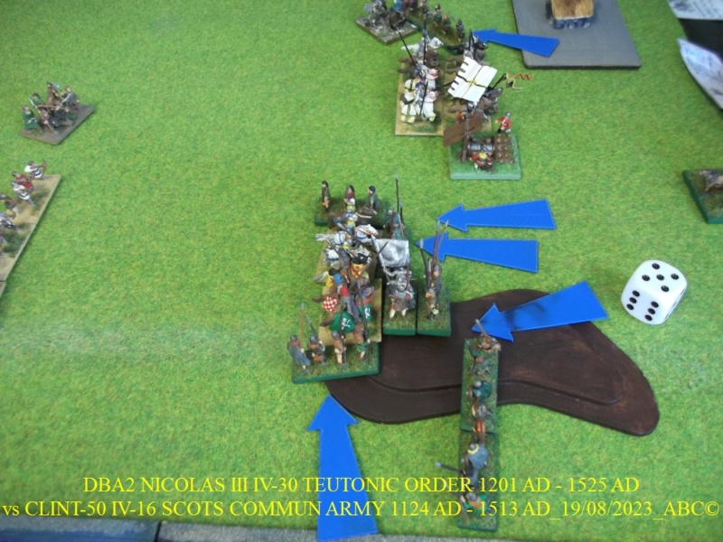 GALERIE DBA 2ème partie samedi 19 Août 2023 au local NICOLAS III TEUTONIC vs CLINT-50 IV-16 SCOTS COMMUN ARMY 1124 AD - 1513 AD 12-dba14