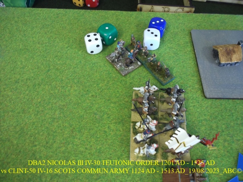 GALERIE DBA 2ème partie samedi 19 Août 2023 au local NICOLAS III TEUTONIC vs CLINT-50 IV-16 SCOTS COMMUN ARMY 1124 AD - 1513 AD 15-dba14