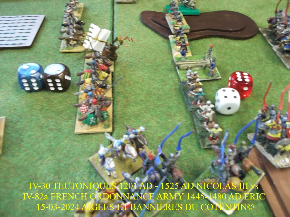 GALERIE 15-03-2024 IV-30 TEUTONIQUES 1201 AD - 1525 AD NICOLAS III vs  IV-82a FRENCH ORDONNANCE ARMY 1445-1480 AD ERIC  15-03-2024 AIGLES ET BANNIERES DU COTENTIN© 18-abc18